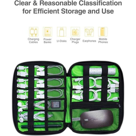 Electronics Organizer, Cord Organizer Travel,Portable Tech Bag,Travel Cable Case - Picture 2 of 6